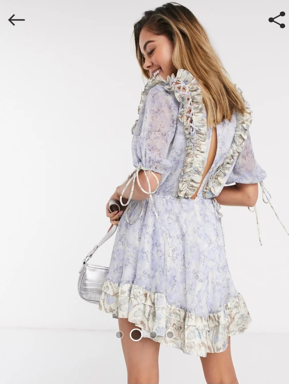 ASOS Foral Ruffle Open-Back Mini Dress